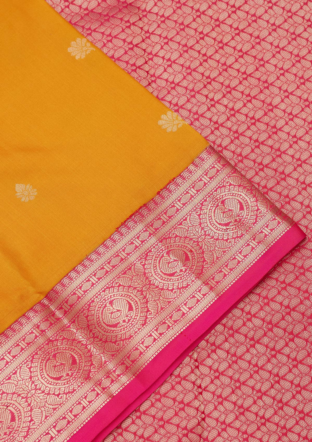 Mustard Yellow Silk Buti Saree With Matching Blouse Piece
