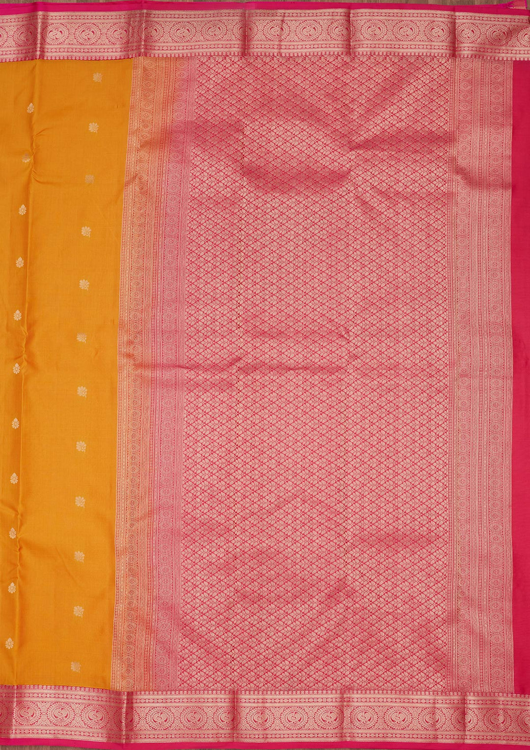 Mustard Yellow Silk Buti Saree With Matching Blouse Piece