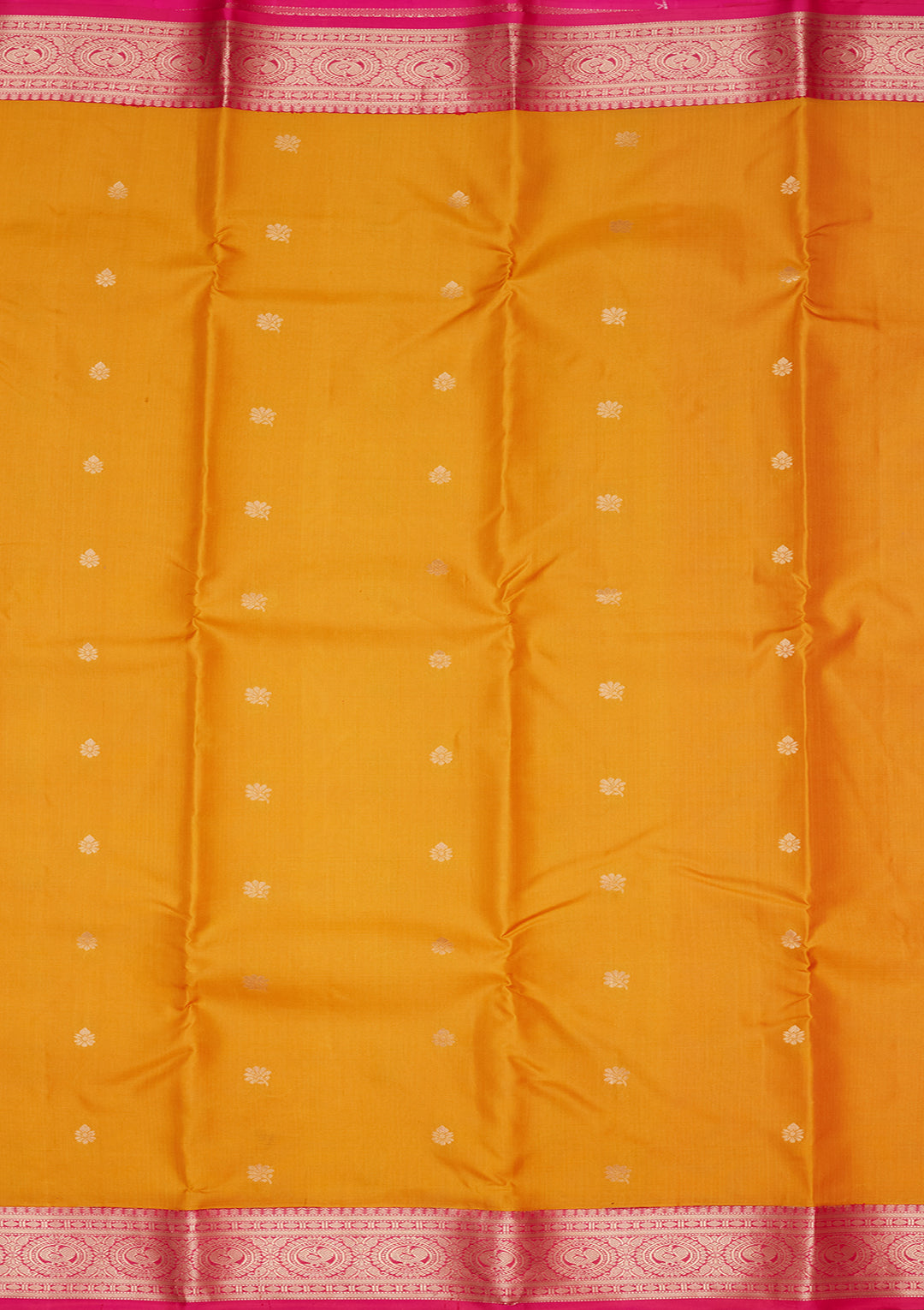 Mustard Yellow Silk Buti Saree With Matching Blouse Piece