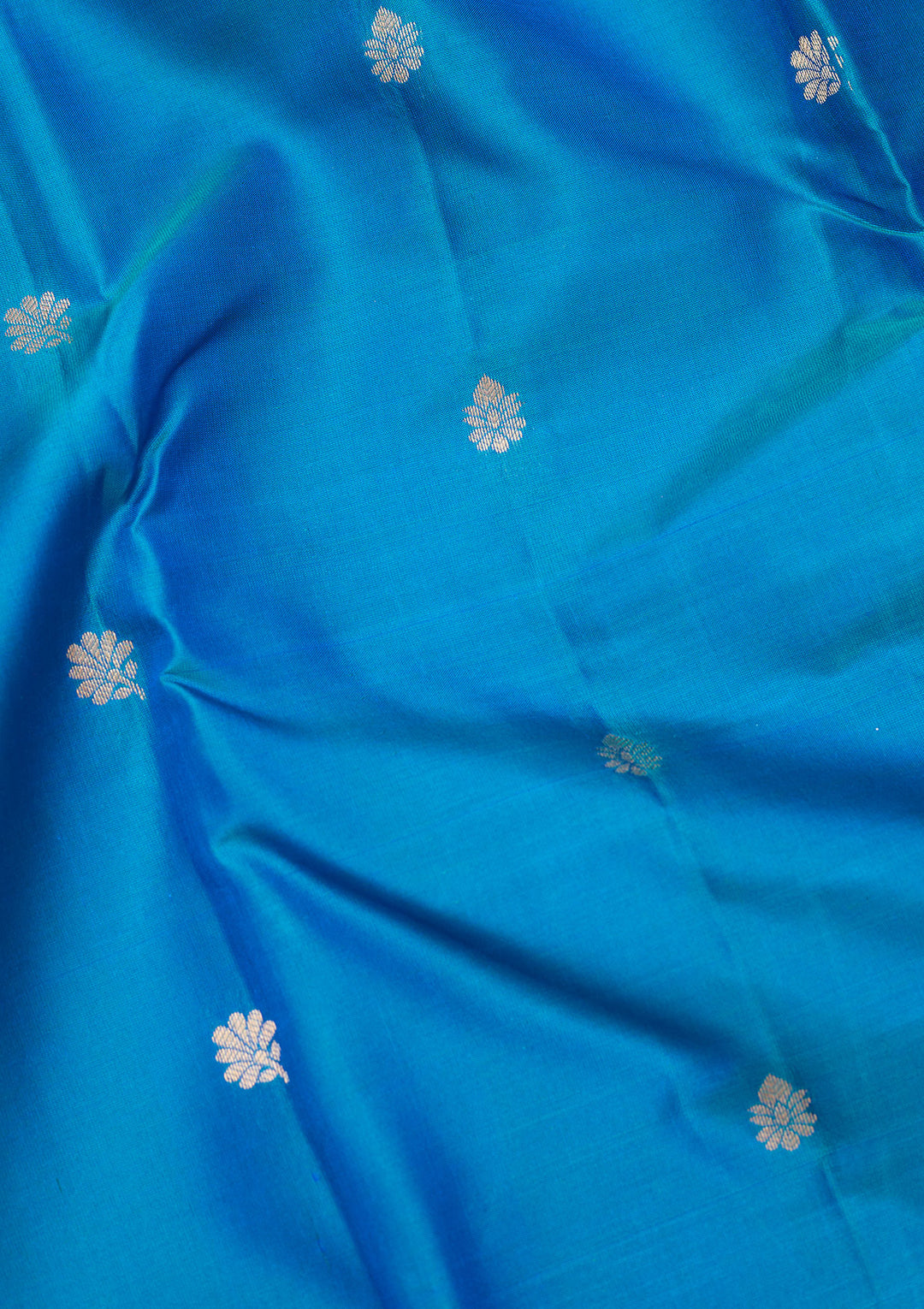Turquoise Blue Silk Buti Saree With Matching Blouse Piece