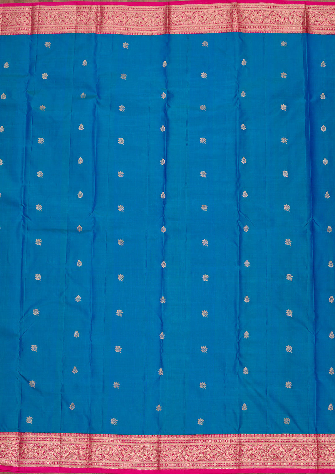 Turquoise Blue Silk Buti Saree With Matching Blouse Piece