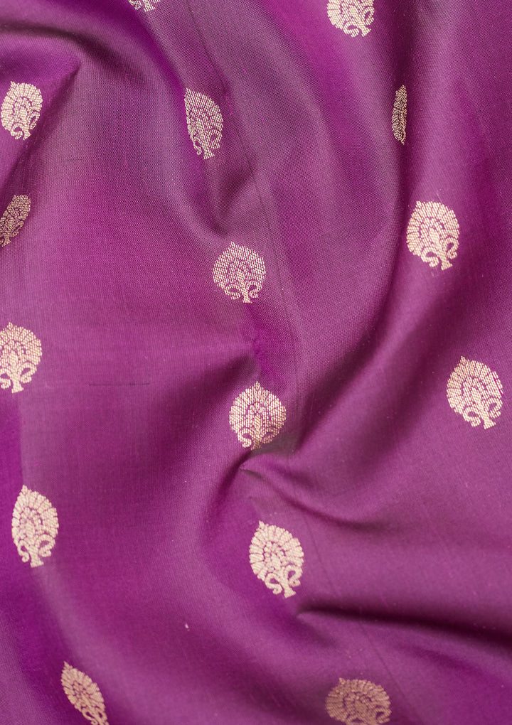 Purple Silk Buti Zariwork Saree With Matching Blouse Piece