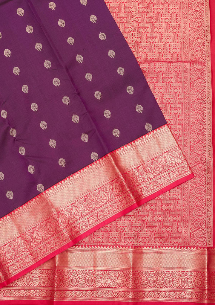Purple Silk Buti Zariwork Saree With Matching Blouse Piece