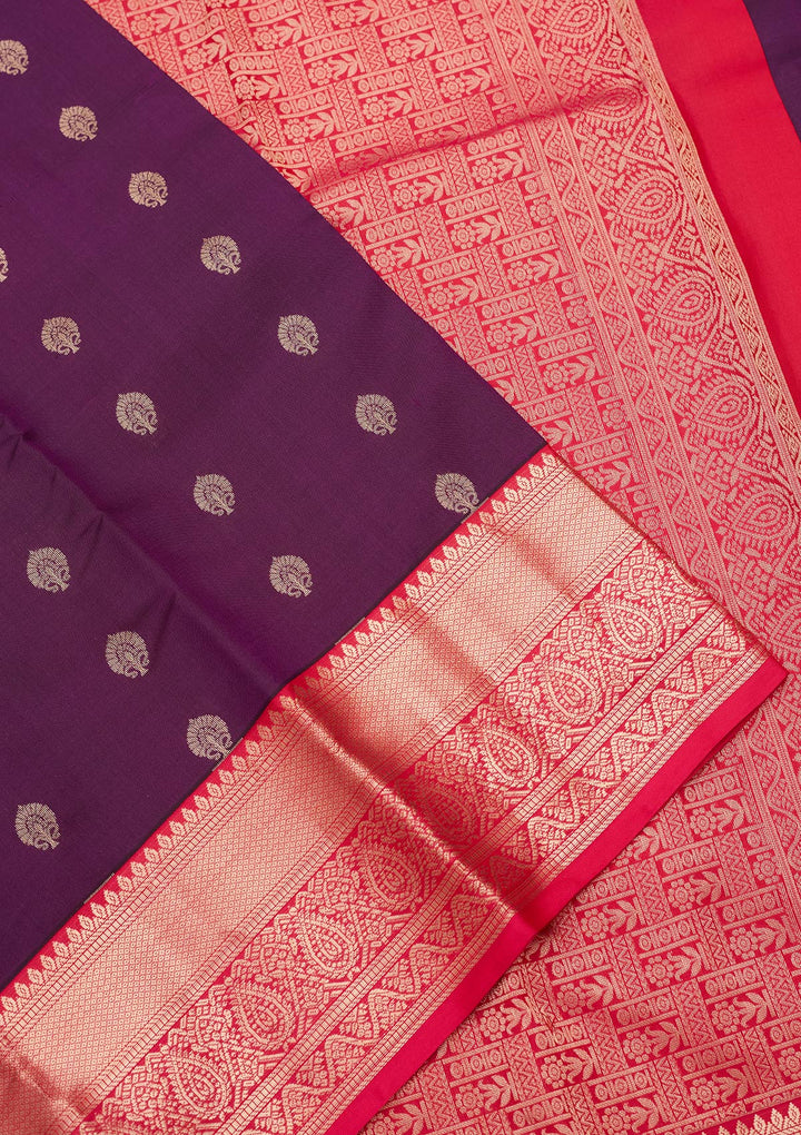Purple Silk Buti Zariwork Saree With Matching Blouse Piece