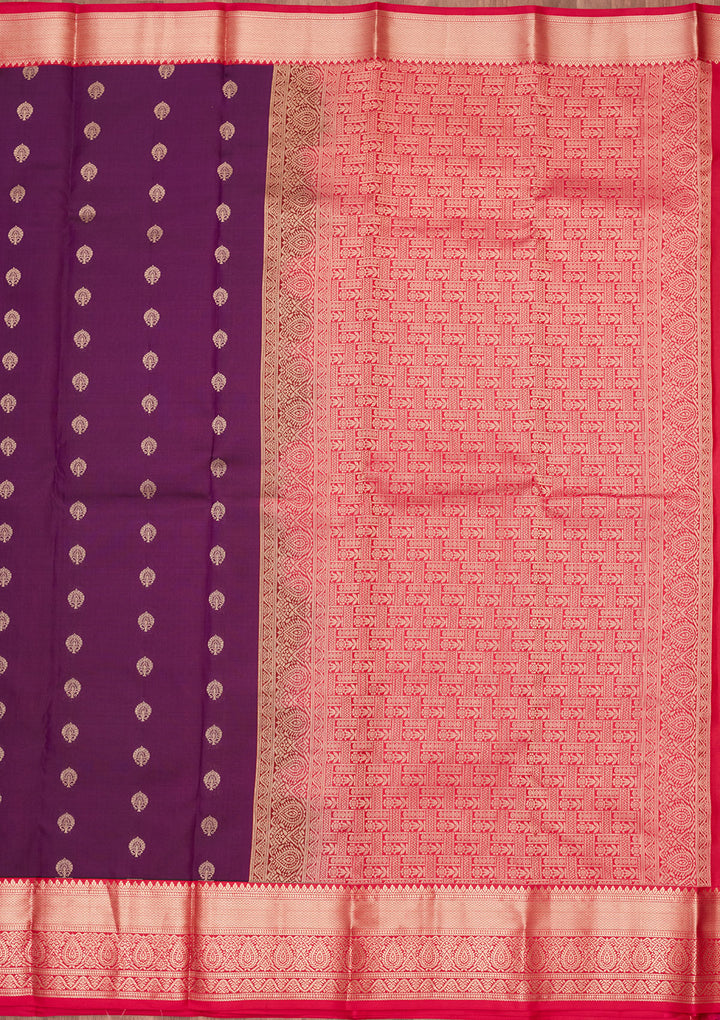 Purple Silk Buti Zariwork Saree With Matching Blouse Piece