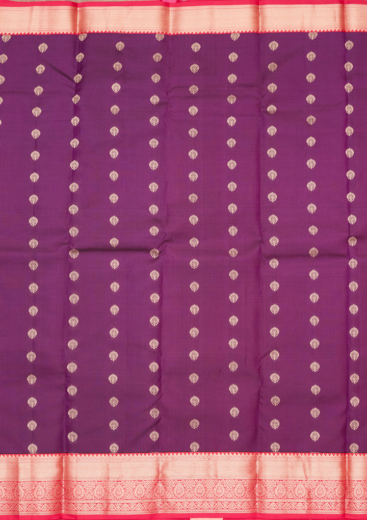 Purple Silk Buti Zariwork Saree With Matching Blouse Piece