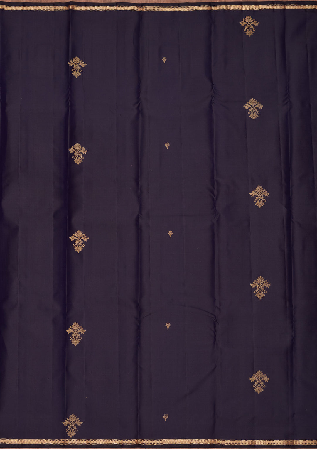 Navy Blue Silk Buti Gold Zariwork Saree With Matching Blouse Piece