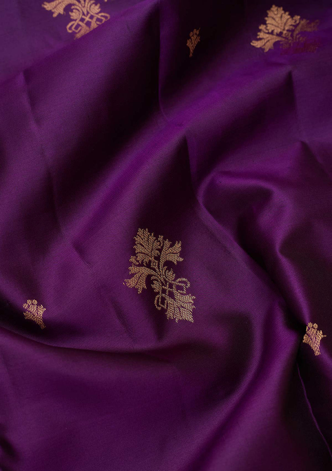 Purple Silk Buti Gold Zariwork Saree With Matching Blouse Piece