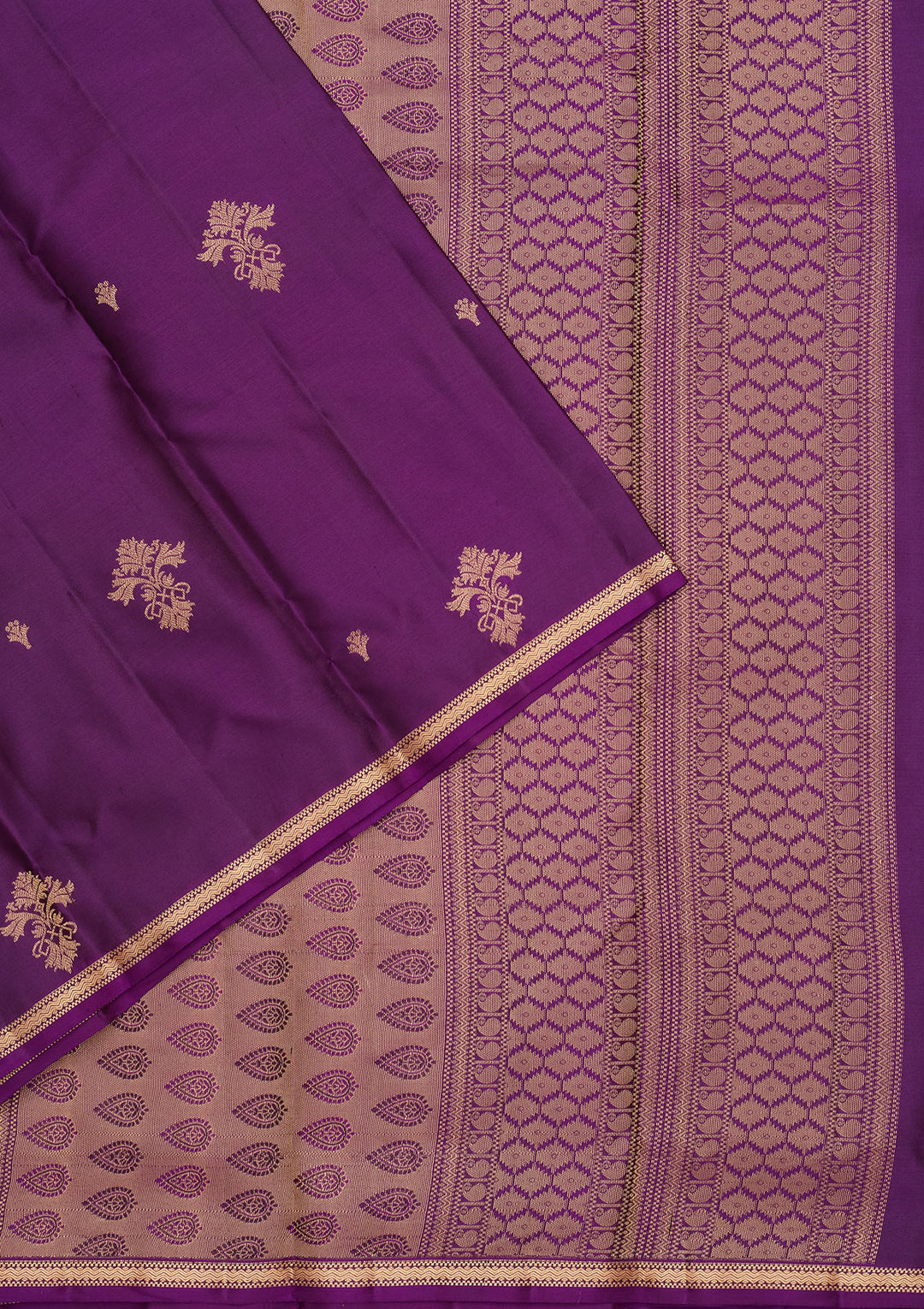 Purple Silk Buti Gold Zariwork Saree With Matching Blouse Piece