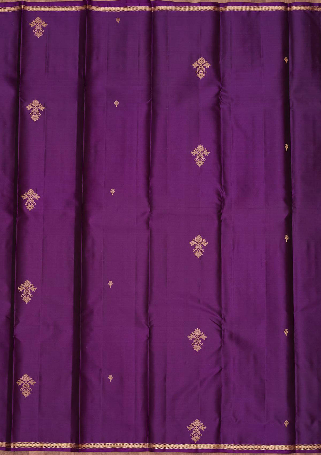 Purple Silk Buti Gold Zariwork Saree With Matching Blouse Piece