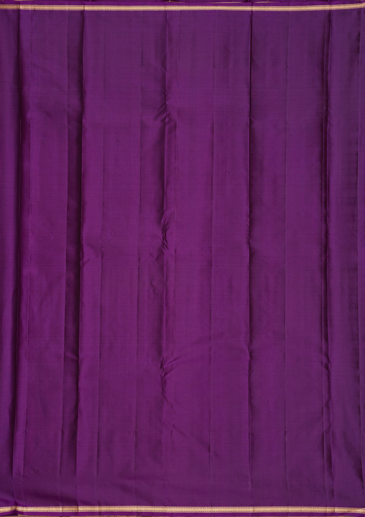 Purple Silk Buti Gold Zariwork Saree With Matching Blouse Piece