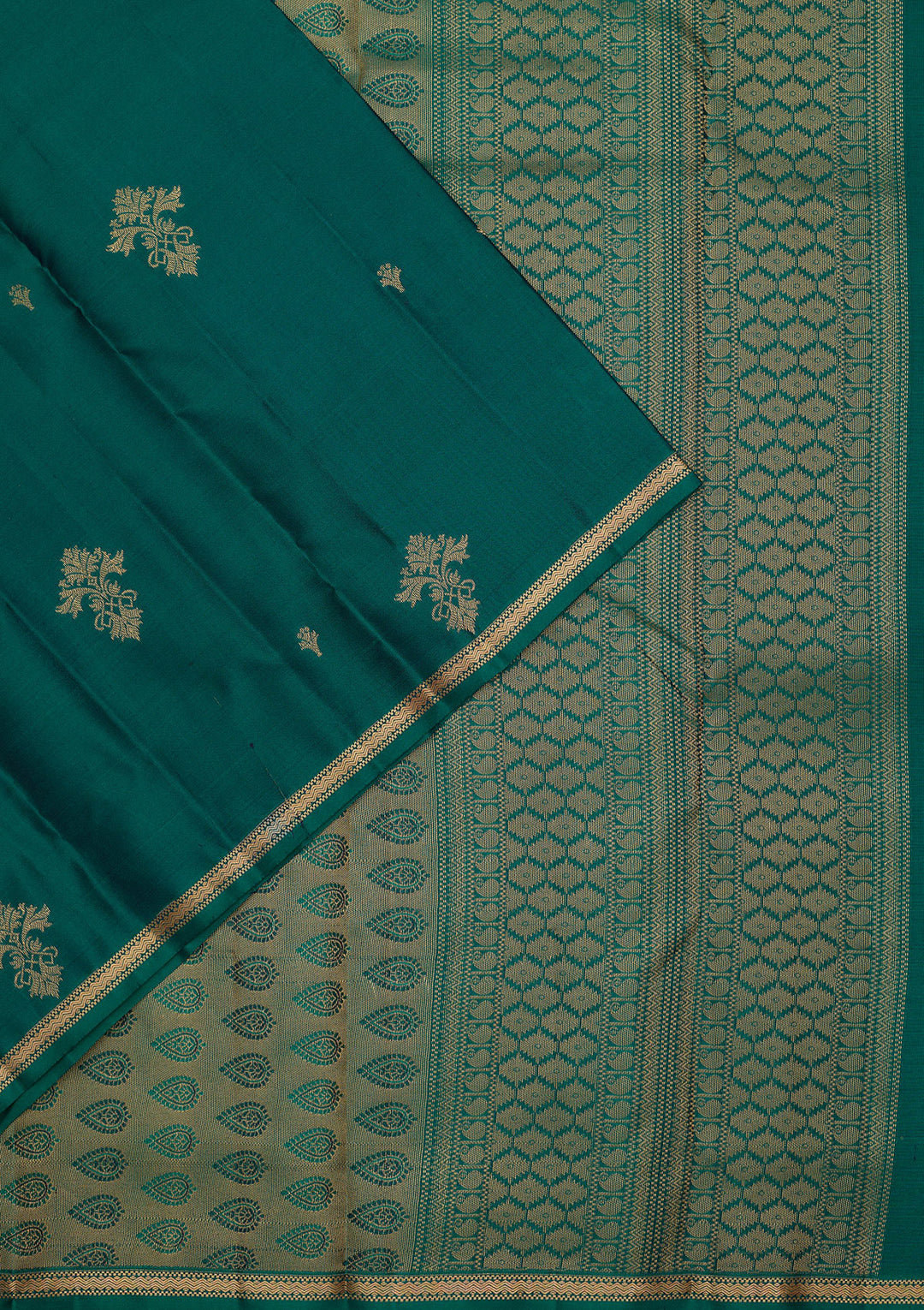 Rama Green Silk Buti Saree With Matching Blouse Piece