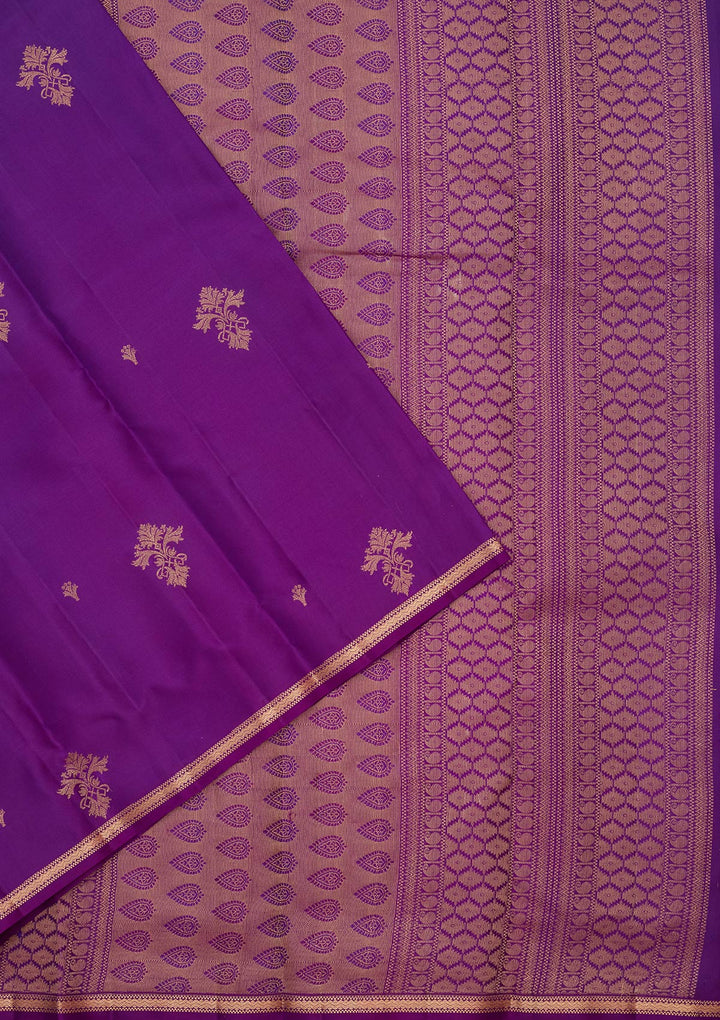 Royal Blue Silk Buti Gold Zariwork Saree With Matching Blouse Piece