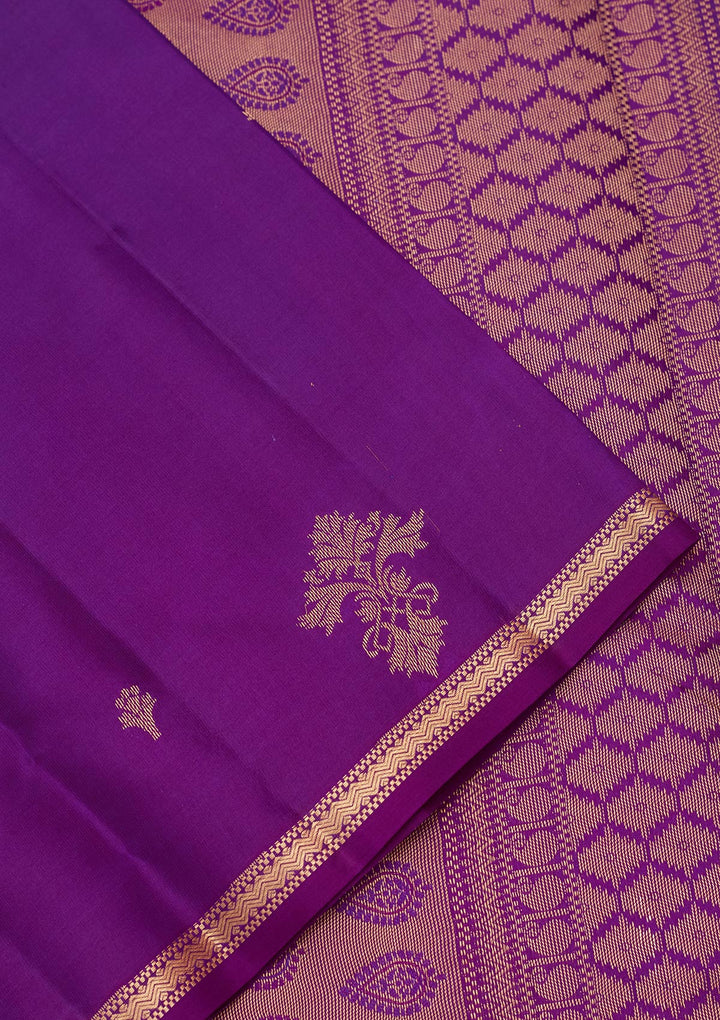 Royal Blue Silk Buti Gold Zariwork Saree With Matching Blouse Piece