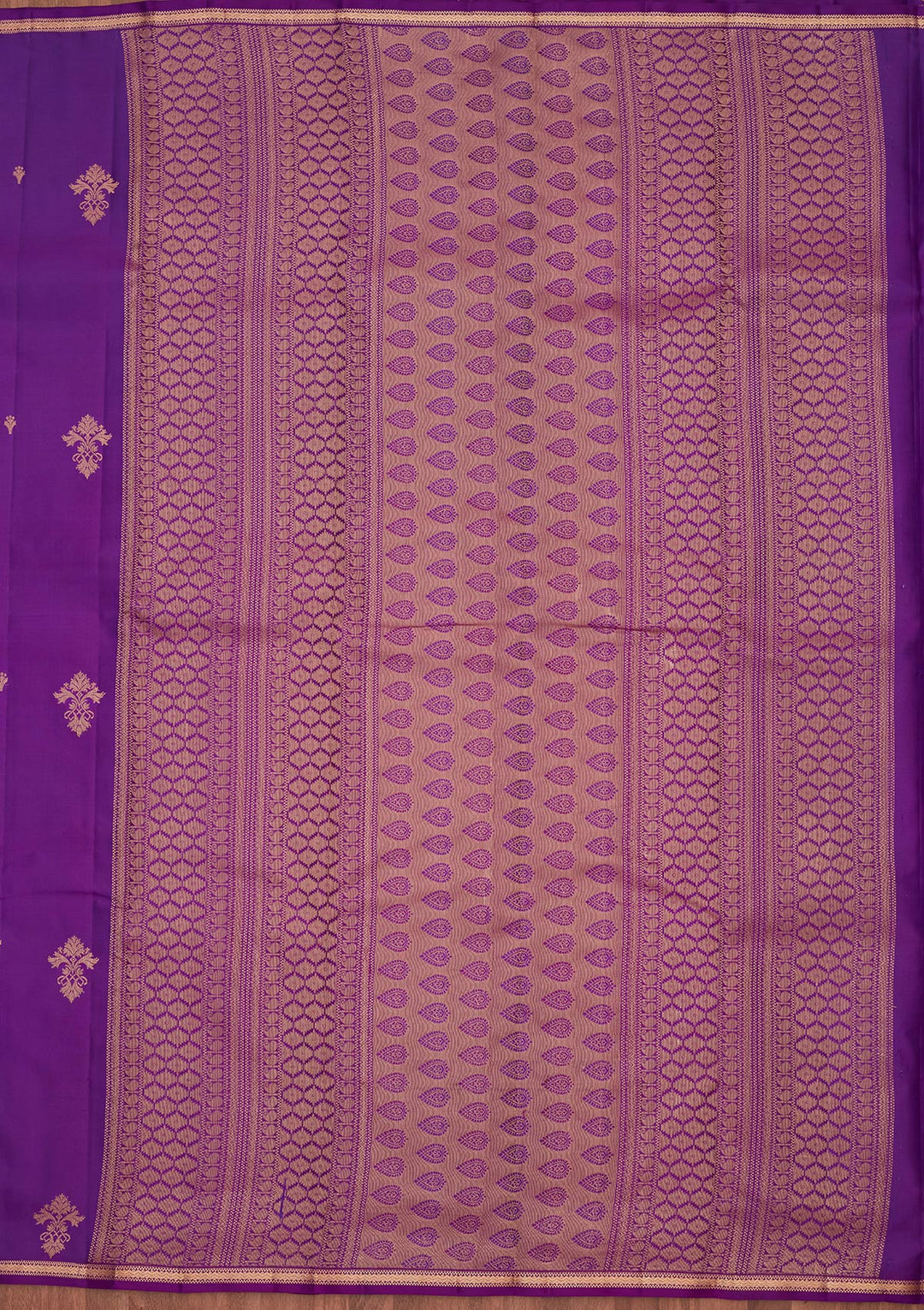 Royal Blue Silk Buti Gold Zariwork Saree With Matching Blouse Piece