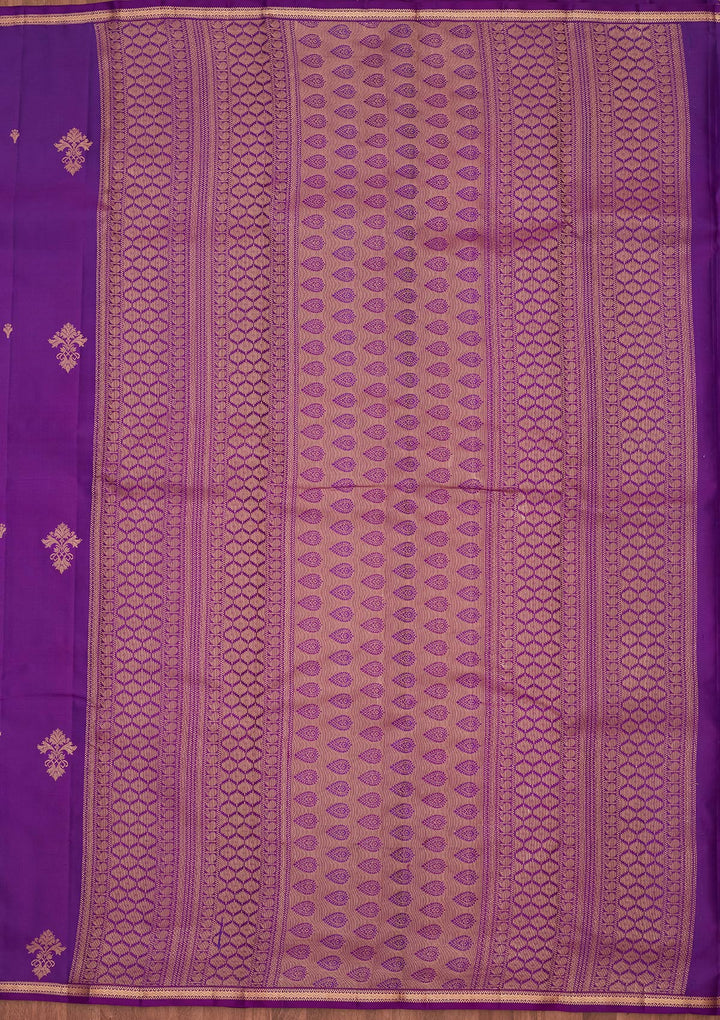 Royal Blue Silk Buti Gold Zariwork Saree With Matching Blouse Piece
