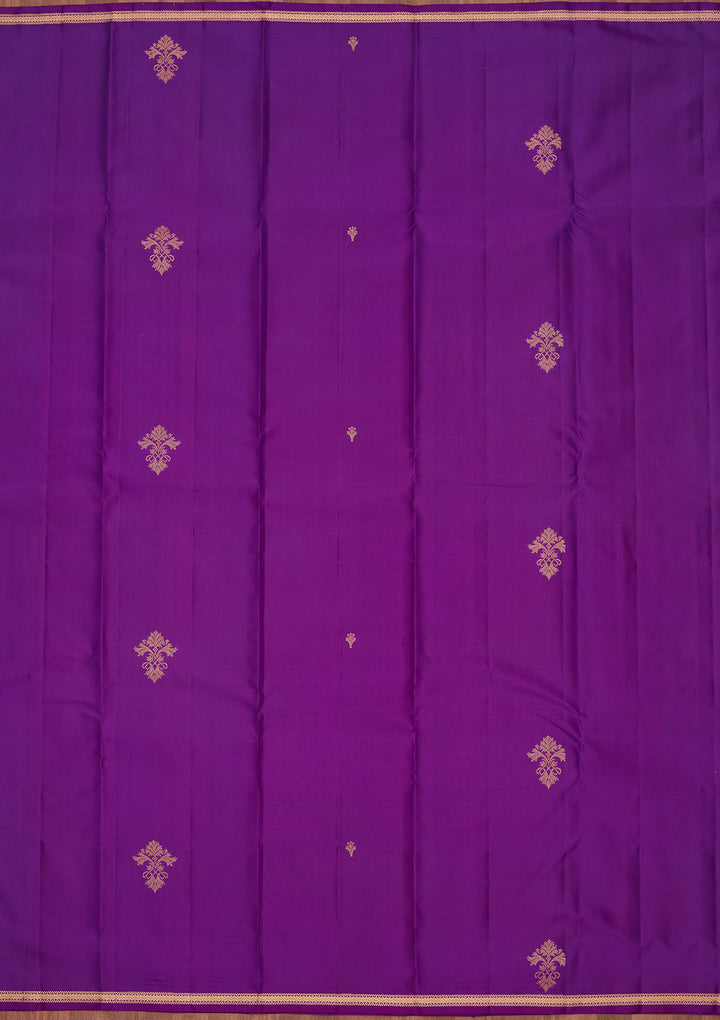 Royal Blue Silk Buti Gold Zariwork Saree With Matching Blouse Piece