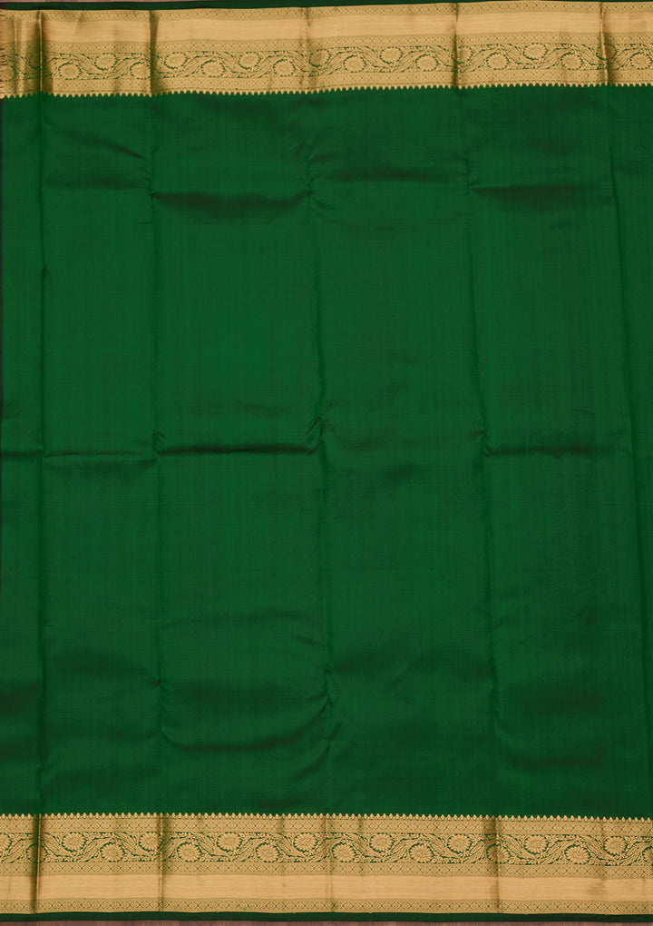 Bottle Green Silk Buti Zariwork Saree With Matching Blouse Piece