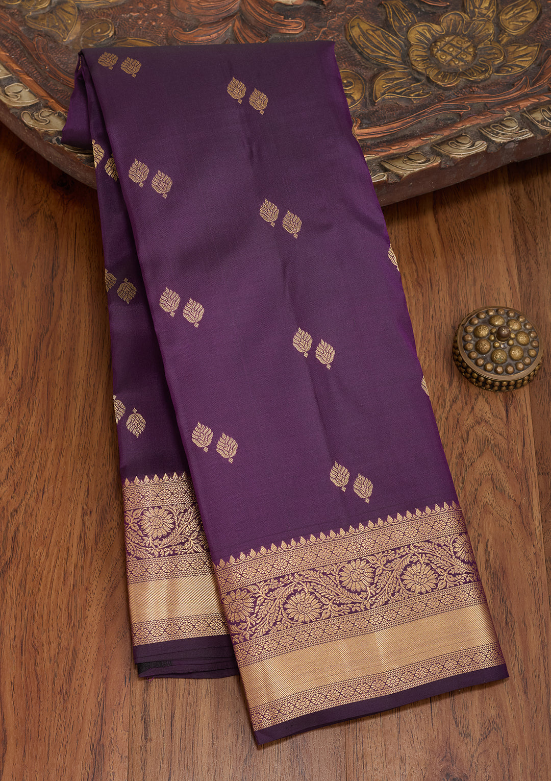 Purple Silk Buti Zariwork Saree With Matching Blouse Piece