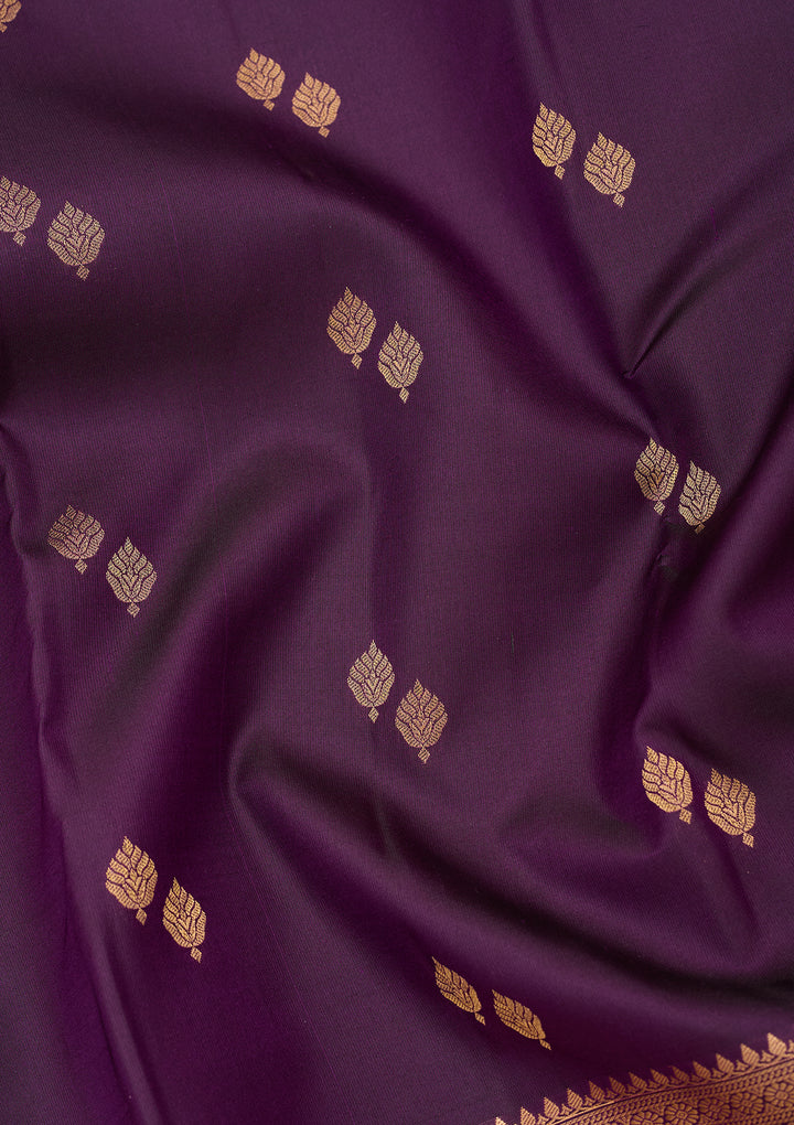 Purple Silk Buti Zariwork Saree With Matching Blouse Piece