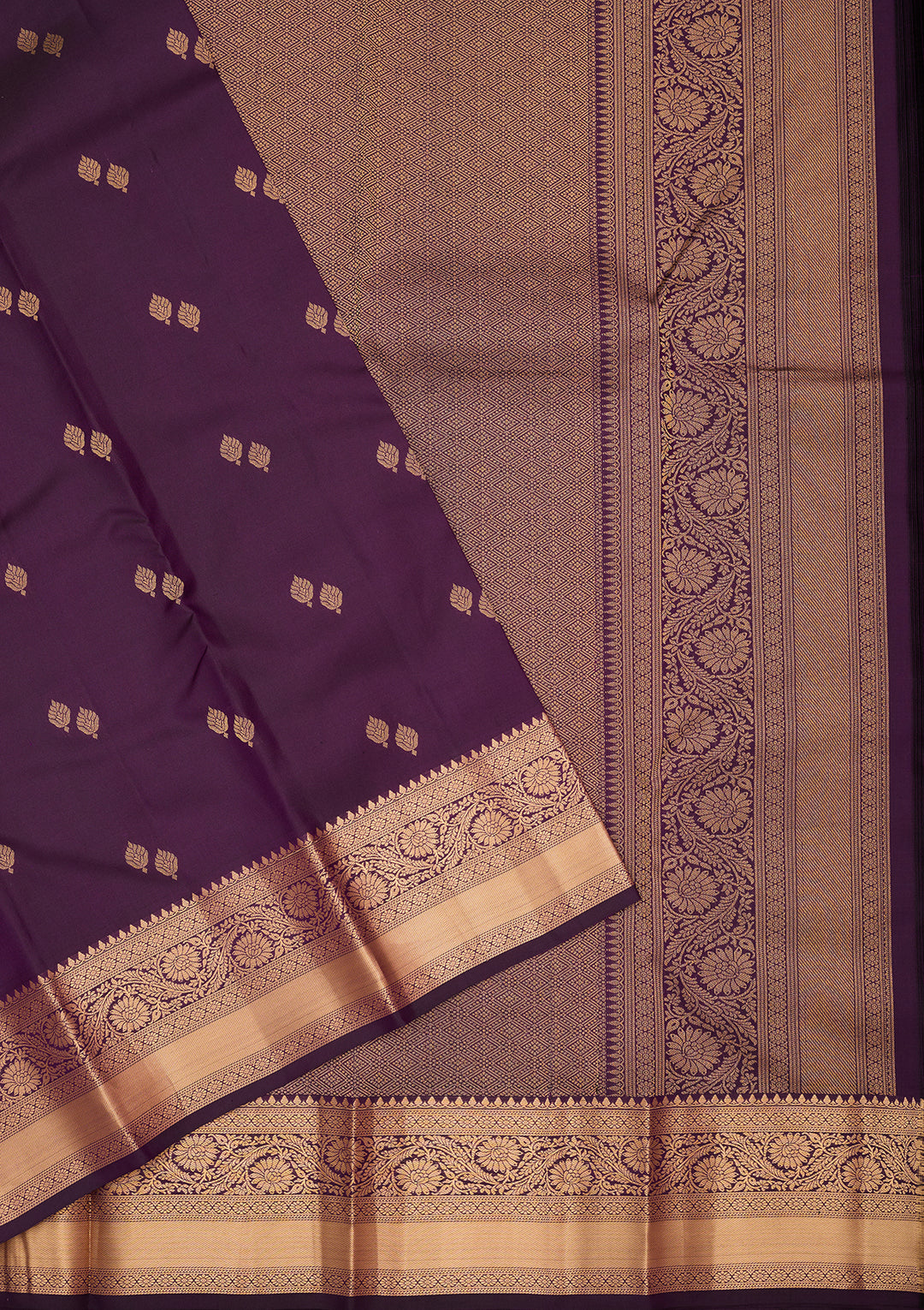 Purple Silk Buti Zariwork Saree With Matching Blouse Piece