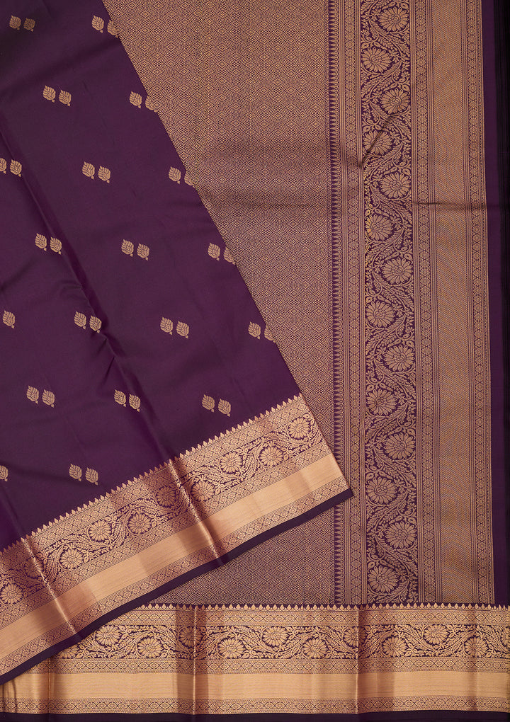 Purple Silk Buti Zariwork Saree With Matching Blouse Piece