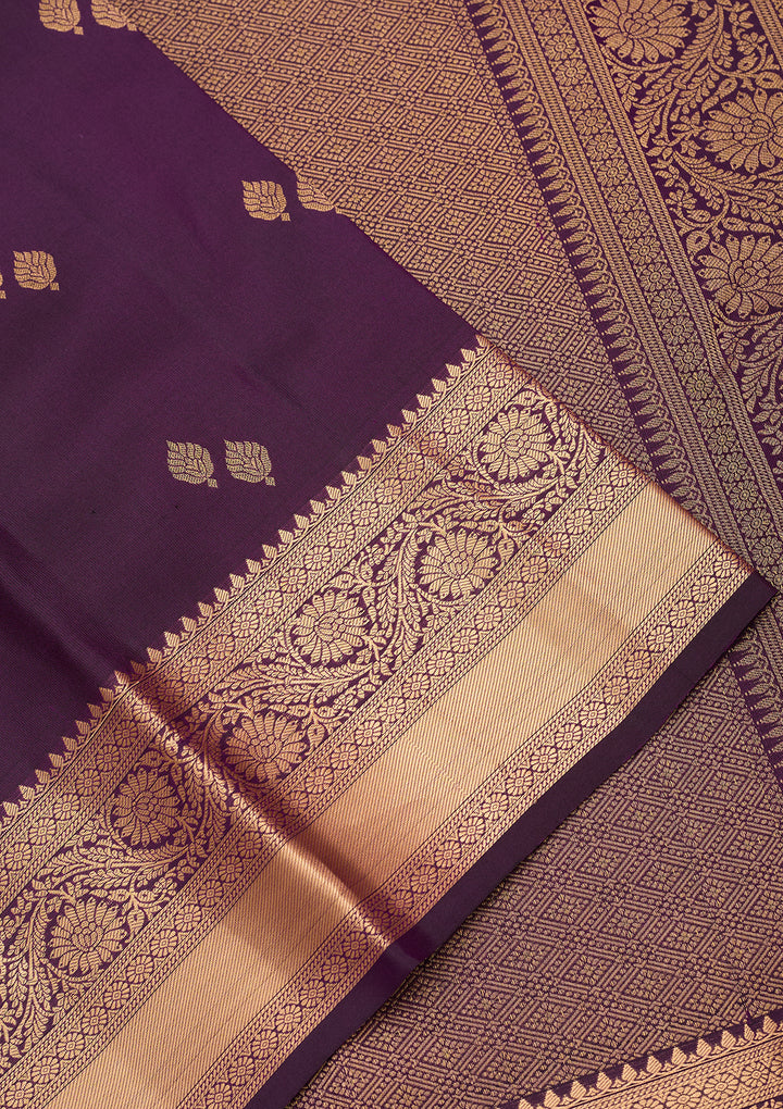 Purple Silk Buti Zariwork Saree With Matching Blouse Piece