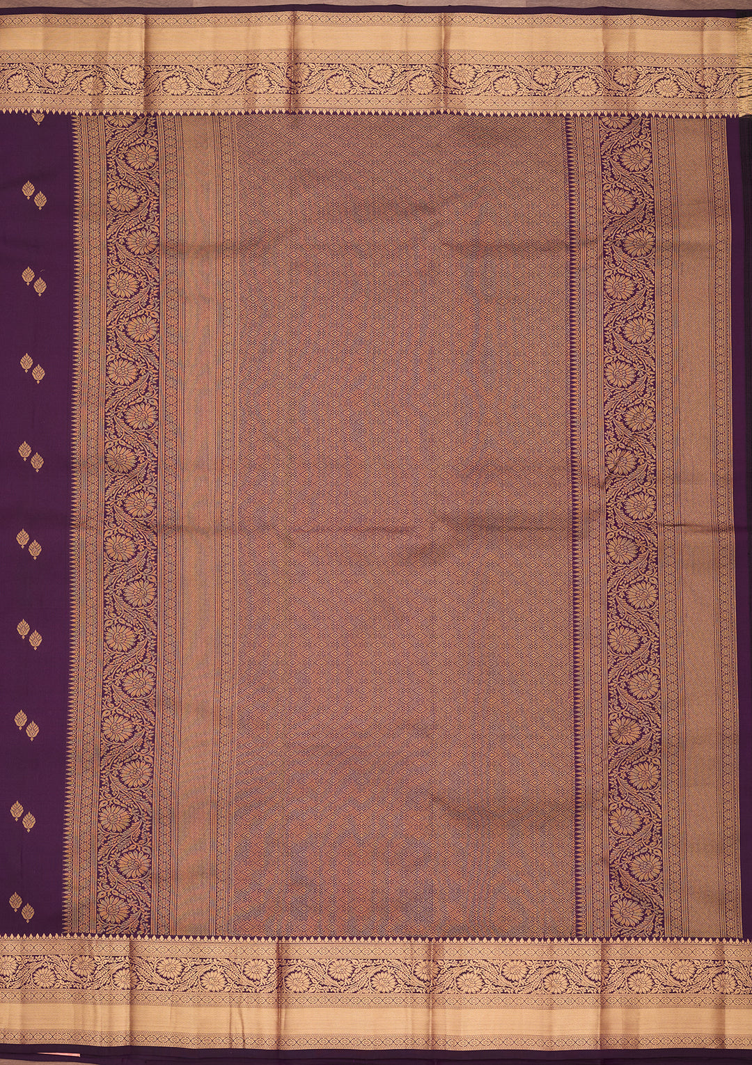 Purple Silk Buti Zariwork Saree With Matching Blouse Piece