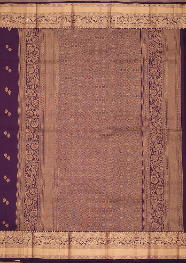 Purple Silk Buti Zariwork Saree With Matching Blouse Piece