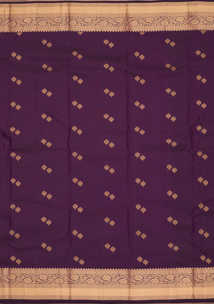 Purple Silk Buti Zariwork Saree With Matching Blouse Piece