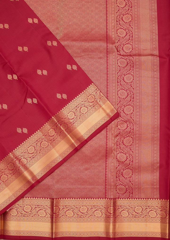 Rani Pink Silk Buti Zariwork Saree With Matching Blouse Piece