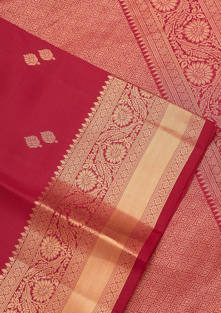 Rani Pink Silk Buti Zariwork Saree With Matching Blouse Piece