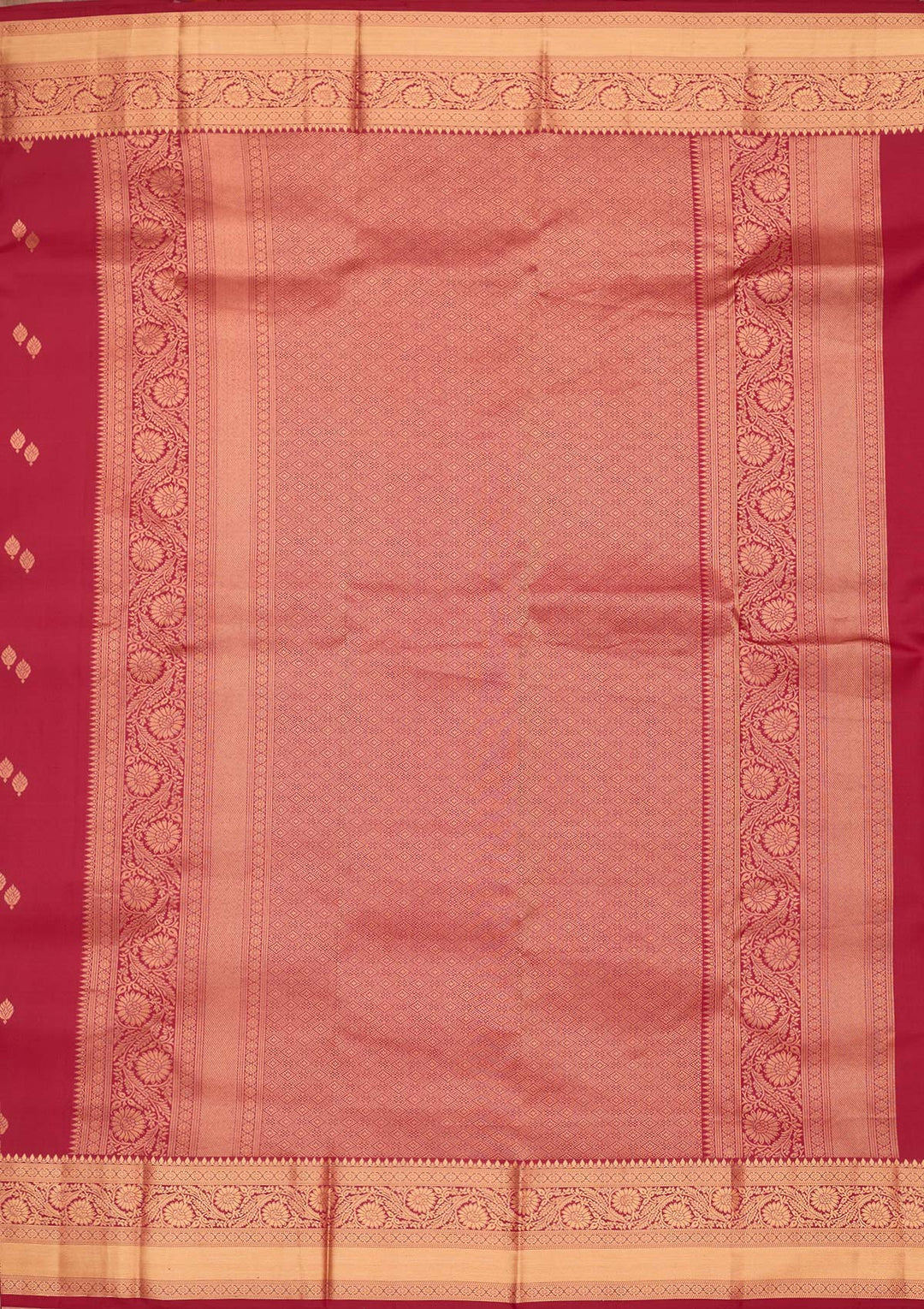 Rani Pink Silk Buti Zariwork Saree With Matching Blouse Piece