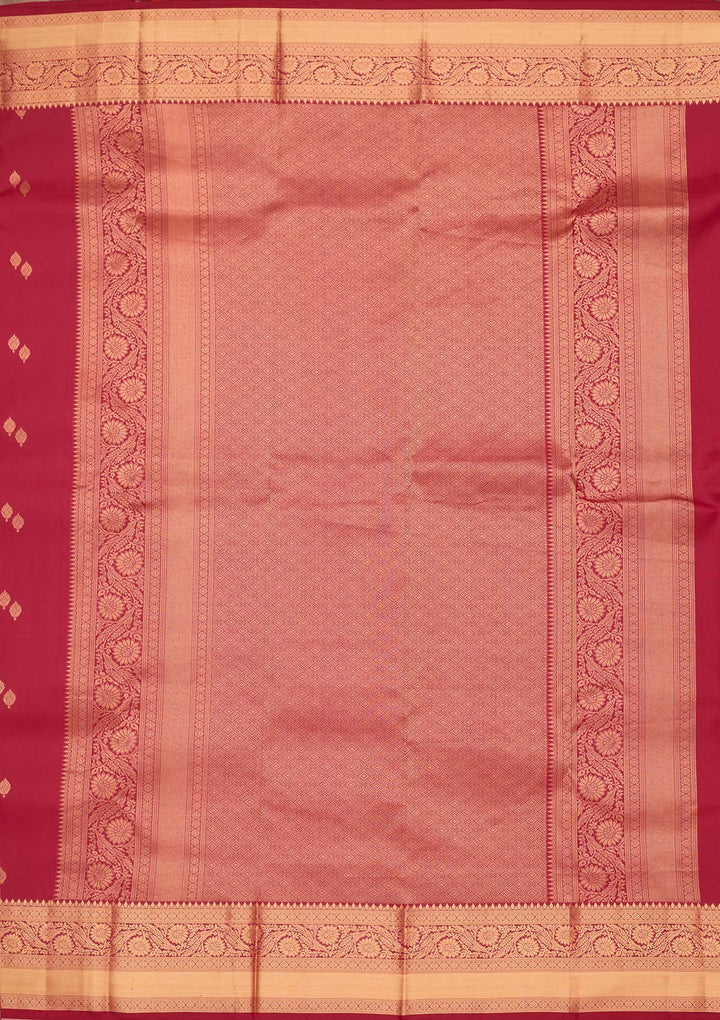 Rani Pink Silk Buti Zariwork Saree With Matching Blouse Piece