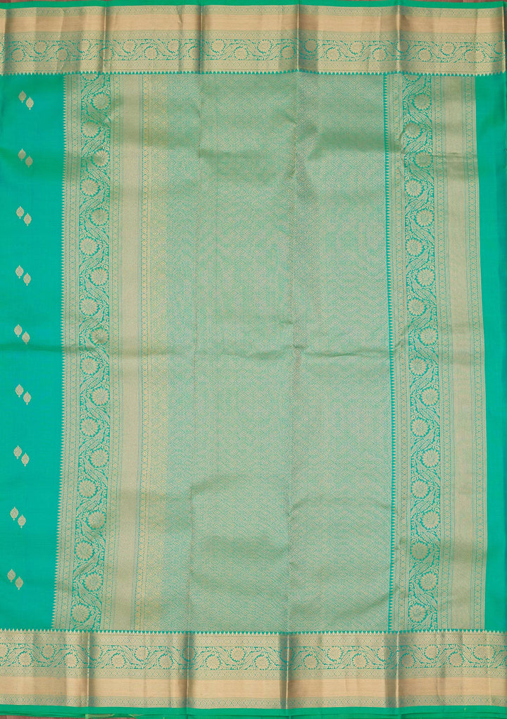 Sea Green Silk Buti Saree With Matching Blouse Piece