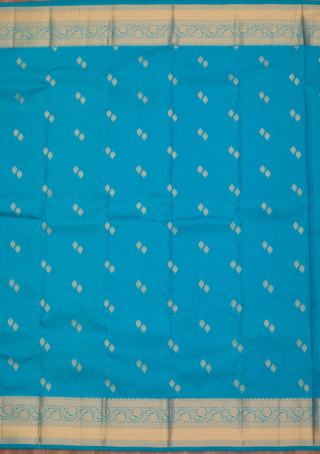 Turquoise Blue Silk Buti Zariwork Saree With Matching Blouse Piece
