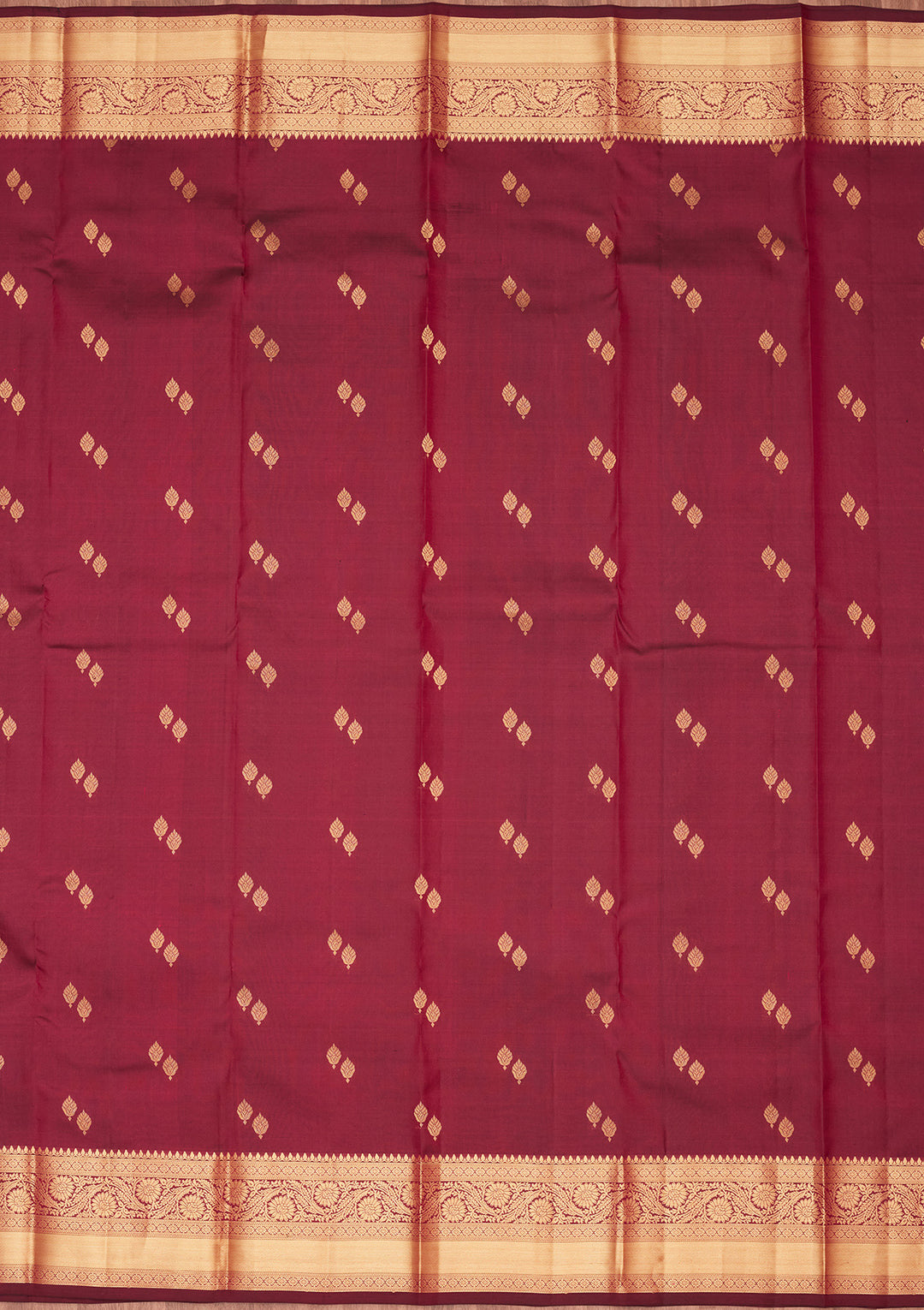 Wine Silk Buti Saree With Matching Blouse Piece