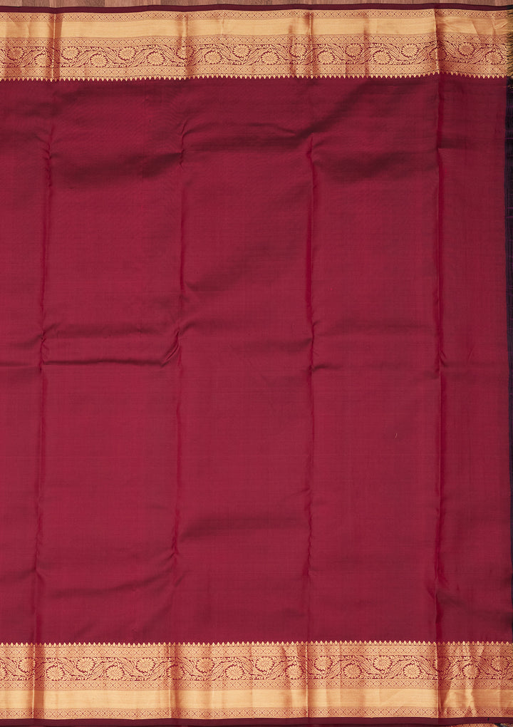Wine Silk Buti Saree With Matching Blouse Piece
