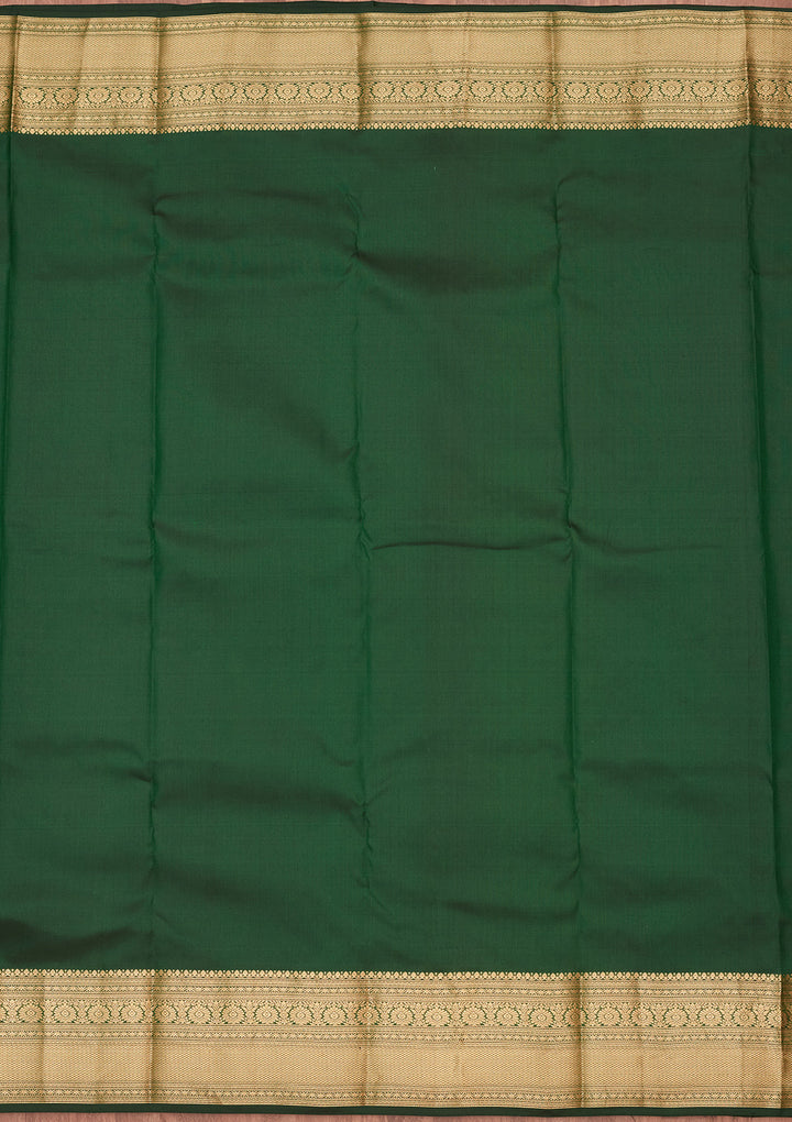 Bottle Green Silk Buti Saree With Matching Blouse Piece