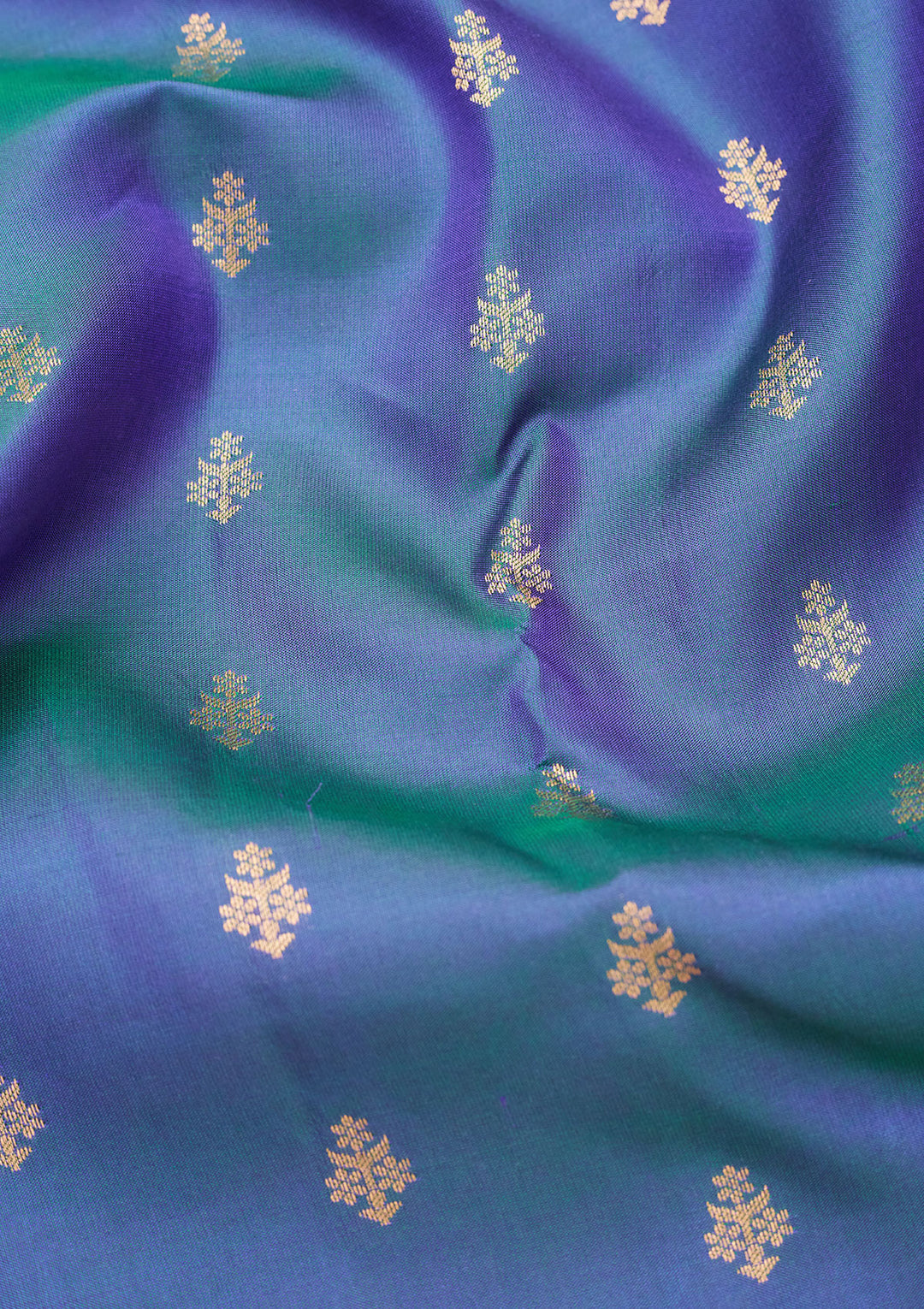 Peacock Blue Silk Buti Saree With Matching Blouse Piece