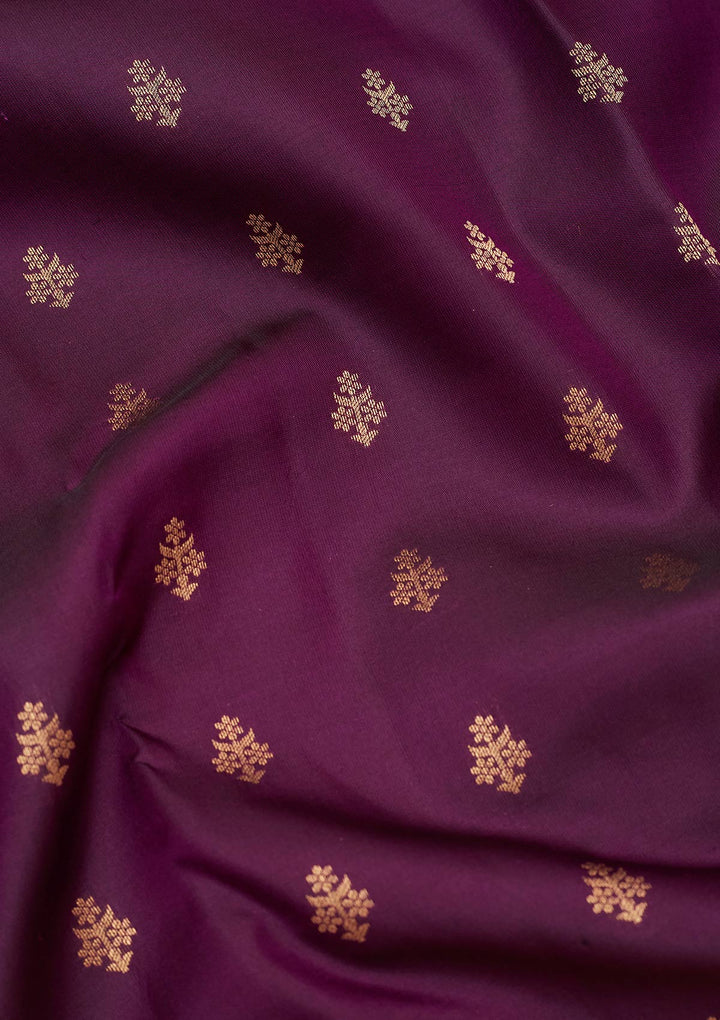Purple Silk Buti Zariwork Saree With Matching Blouse Piece