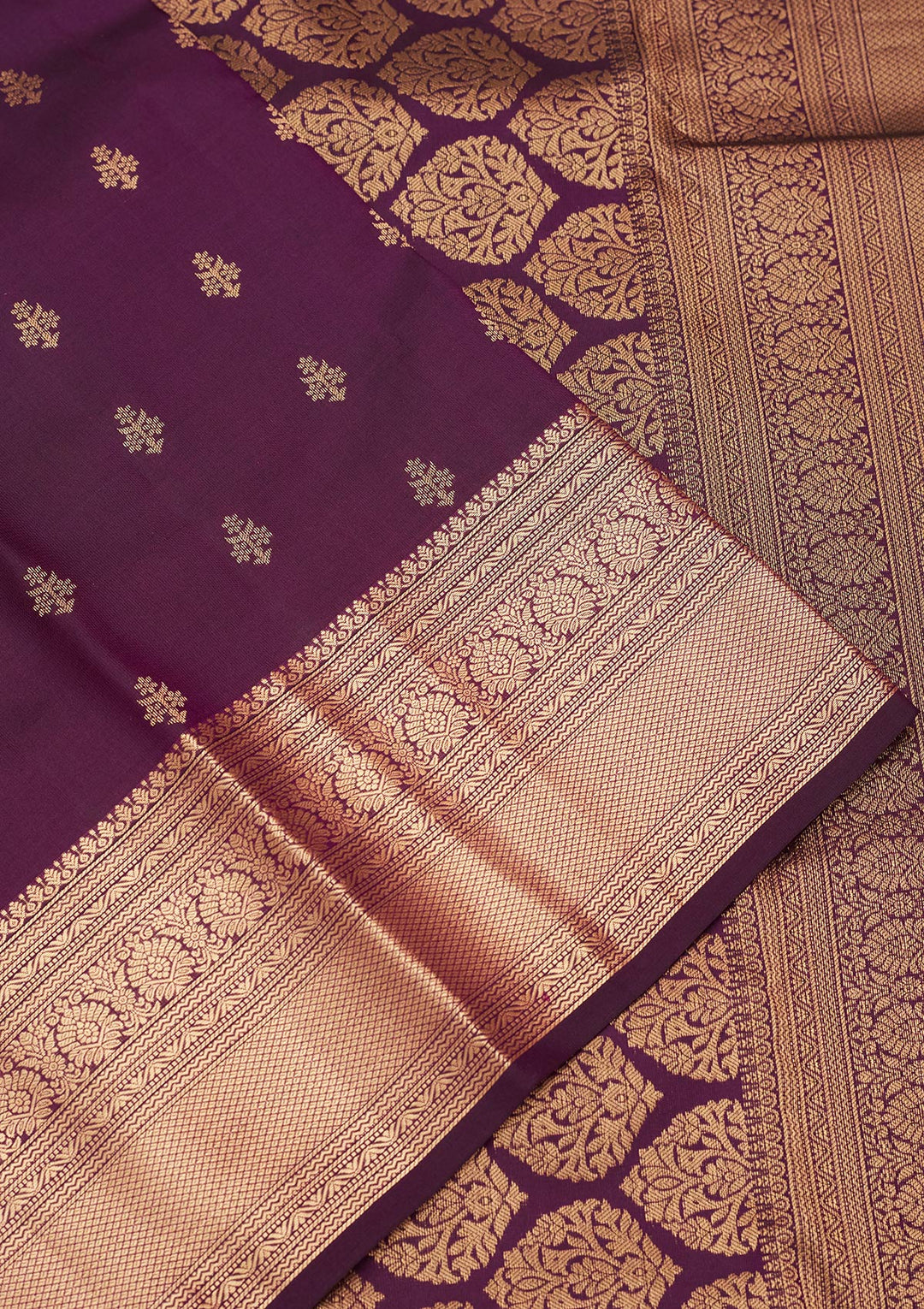 Purple Silk Buti Zariwork Saree With Matching Blouse Piece