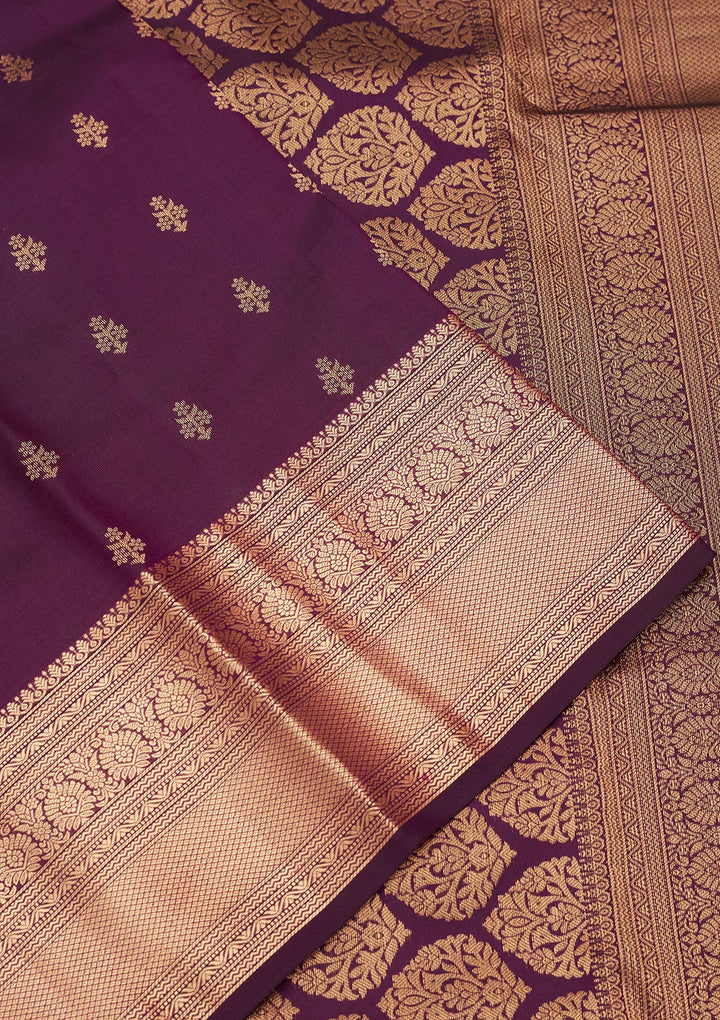 Purple Silk Buti Zariwork Saree With Matching Blouse Piece