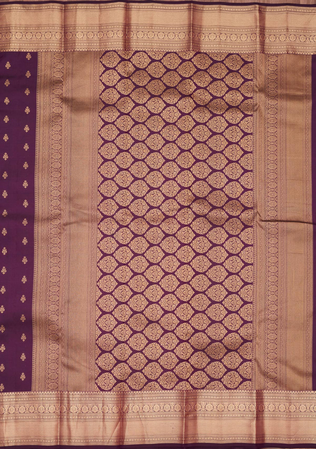 Purple Silk Buti Zariwork Saree With Matching Blouse Piece