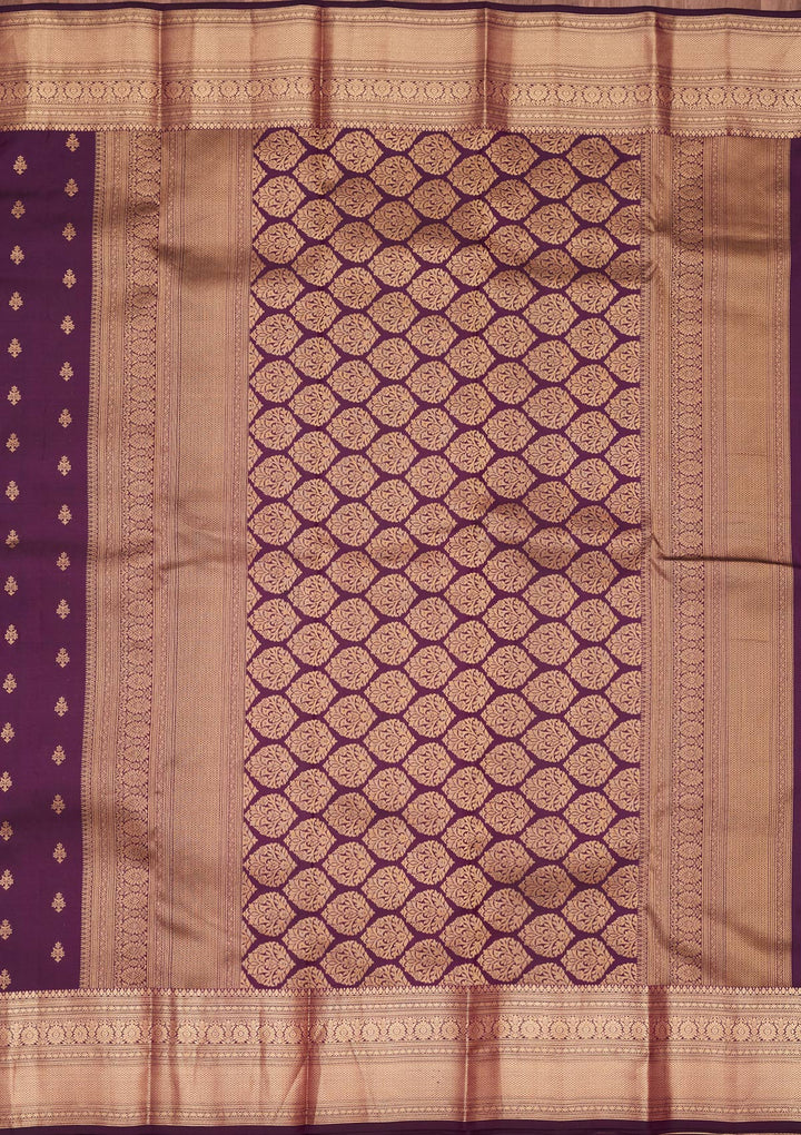 Purple Silk Buti Zariwork Saree With Matching Blouse Piece