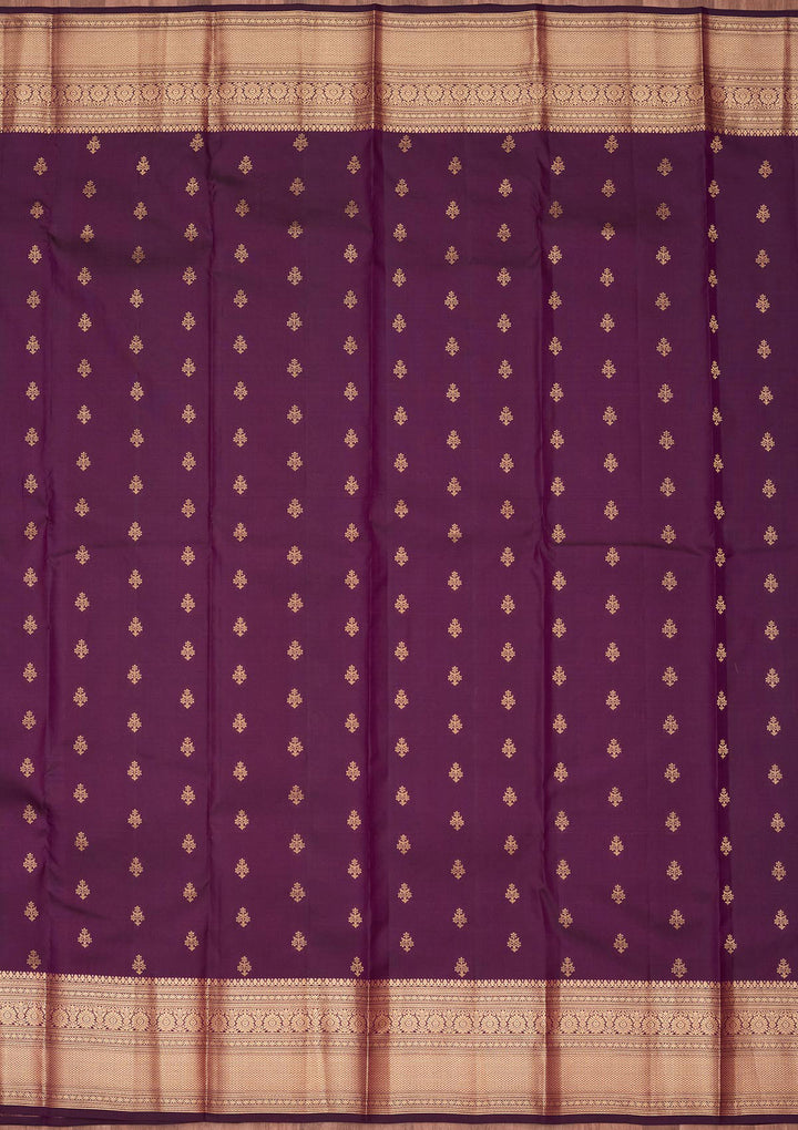 Purple Silk Buti Zariwork Saree With Matching Blouse Piece