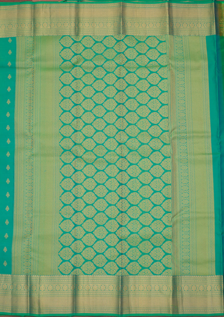 Rama Green Silk Buti Zariwork Saree With Matching Blouse Piece
