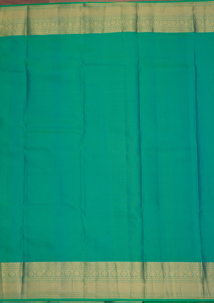 Rama Green Silk Buti Zariwork Saree With Matching Blouse Piece