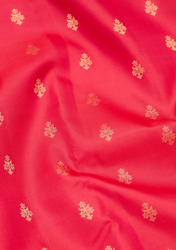 Rani Pink Silk Buti Saree With Matching Blouse Piece