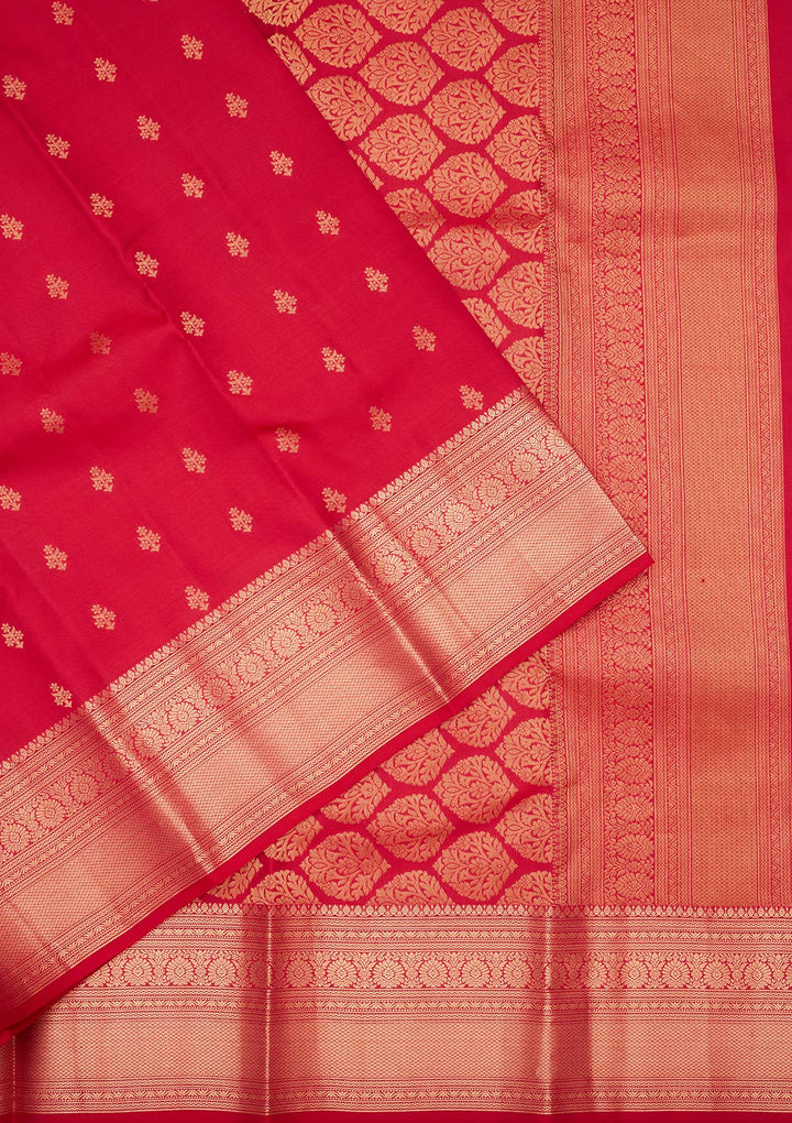 Rani Pink Silk Buti Saree With Matching Blouse Piece